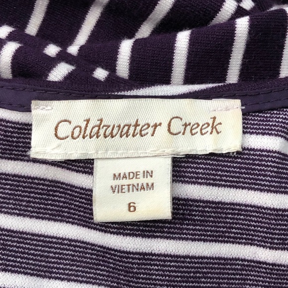 Coldwater Creek Women’s Midi dress Stripe 3/4 sleeves Purple and Cream 6 - Picture 5 of 7